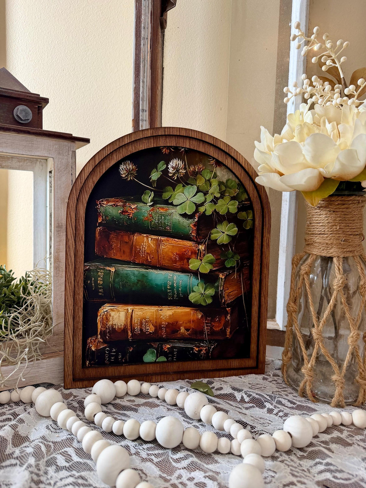 Saint Patrick’s Day Arched Sign – St. Patrick’s Day Farmhouse Decor, Celtic Shamrock Wall Art, Table top holiday Art