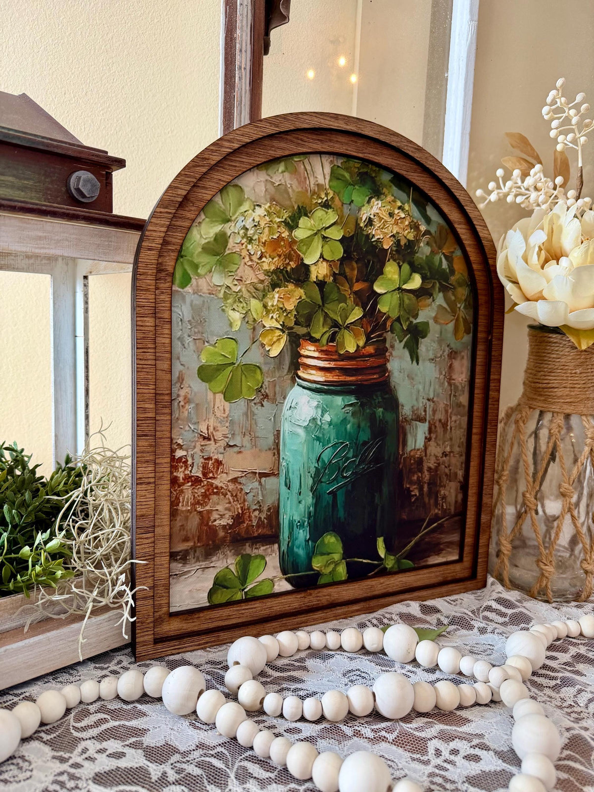 Saint Patrick’s Day Arched Sign – St. Patrick’s Day Farmhouse Decor, Celtic Shamrock Wall Art, Table top holiday Art