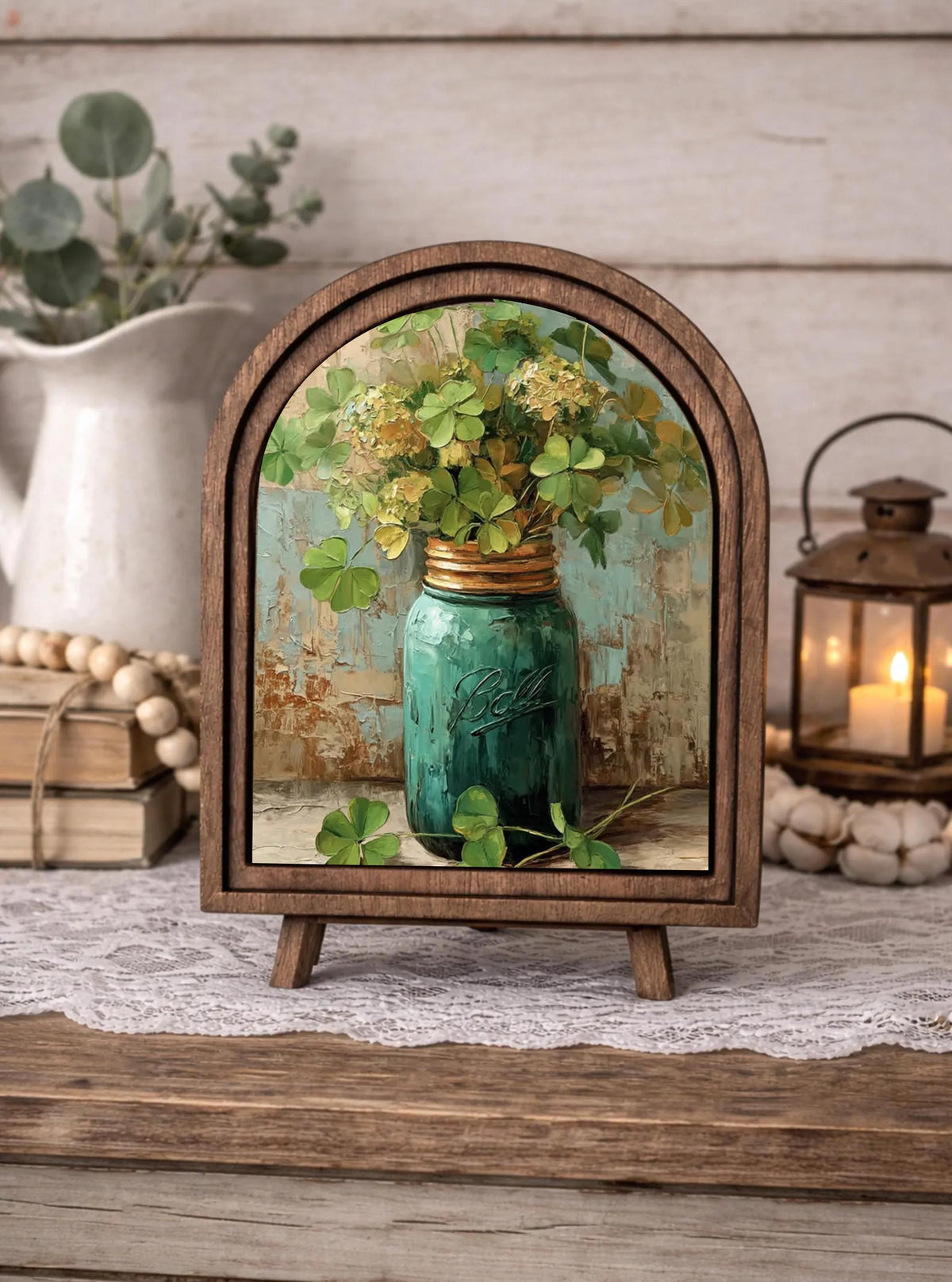 Saint Patrick’s Day Arched Sign – St. Patrick’s Day Farmhouse Decor, Celtic Shamrock Wall Art, Table top holiday Art