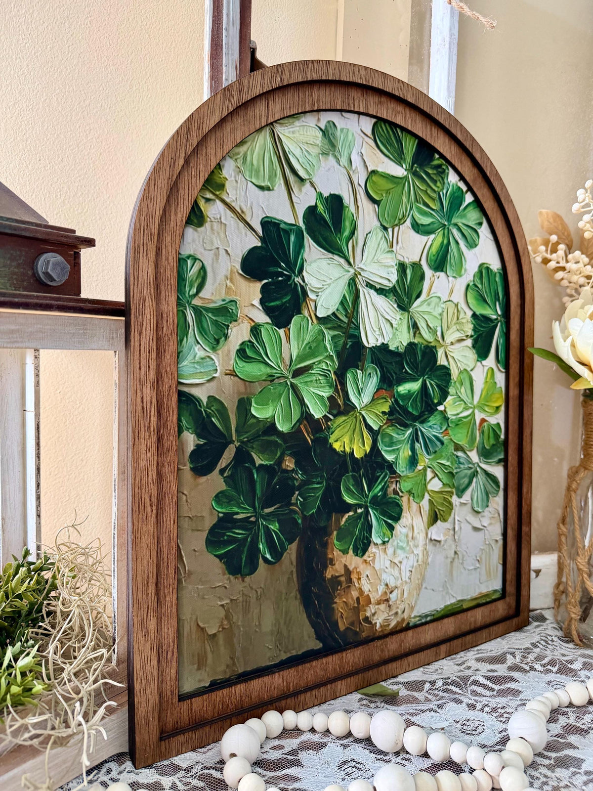 Saint Patrick’s Day Arched Sign – St. Patrick’s Day Farmhouse Decor, Celtic Shamrock Wall Art, Table top holiday Art