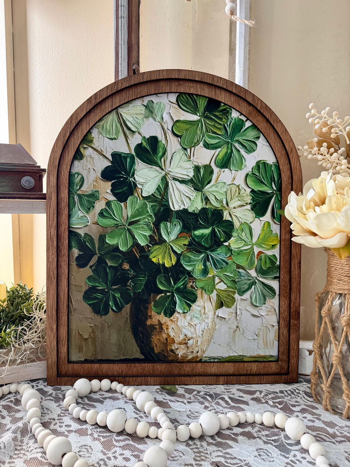 Saint Patrick’s Day Arched Sign – St. Patrick’s Day Farmhouse Decor, Celtic Shamrock Wall Art, Table top holiday Art