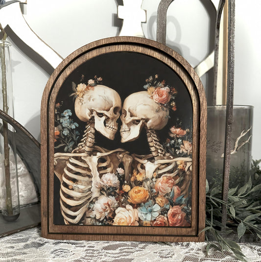 Skeleton Arch Framed Botanical Canvas print| Boho Halloween lovers framed Decor | October Fall Autumn Seasonal Gift