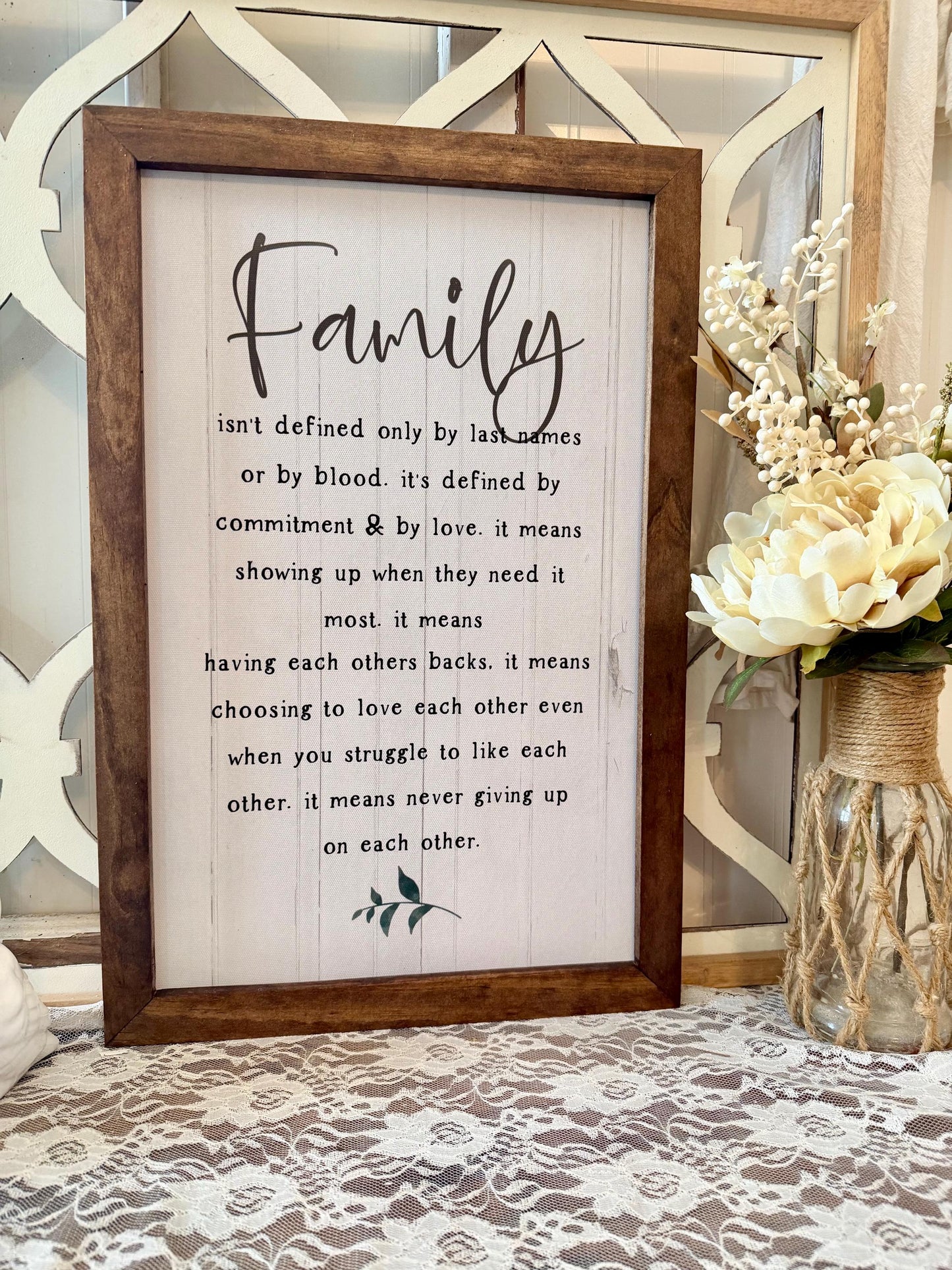 Family isn’t defined by last name or by blood rustic farmhouse sign housewarming gift for family farmhouse inspirational wall art