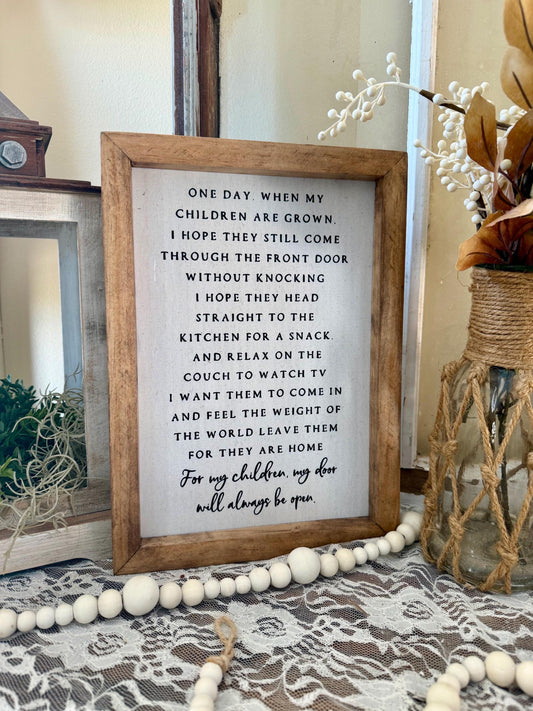 Children Come Home Quote Framed Canvas Sign | Meaningful Gift For Parents| Grandparents Gift