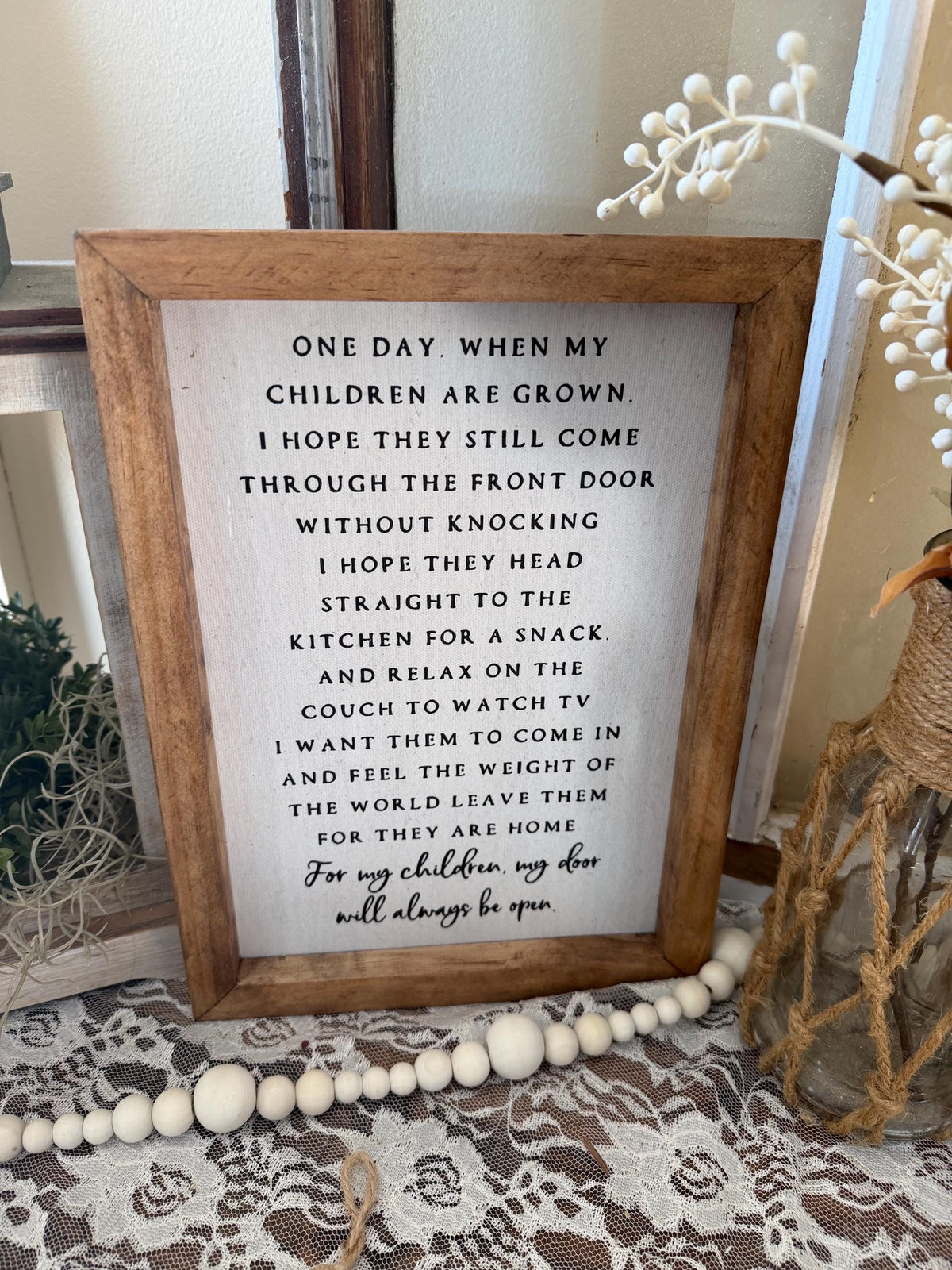 Children Come Home Quote Framed Canvas Sign | Meaningful Gift For Parents| Grandparents Gift