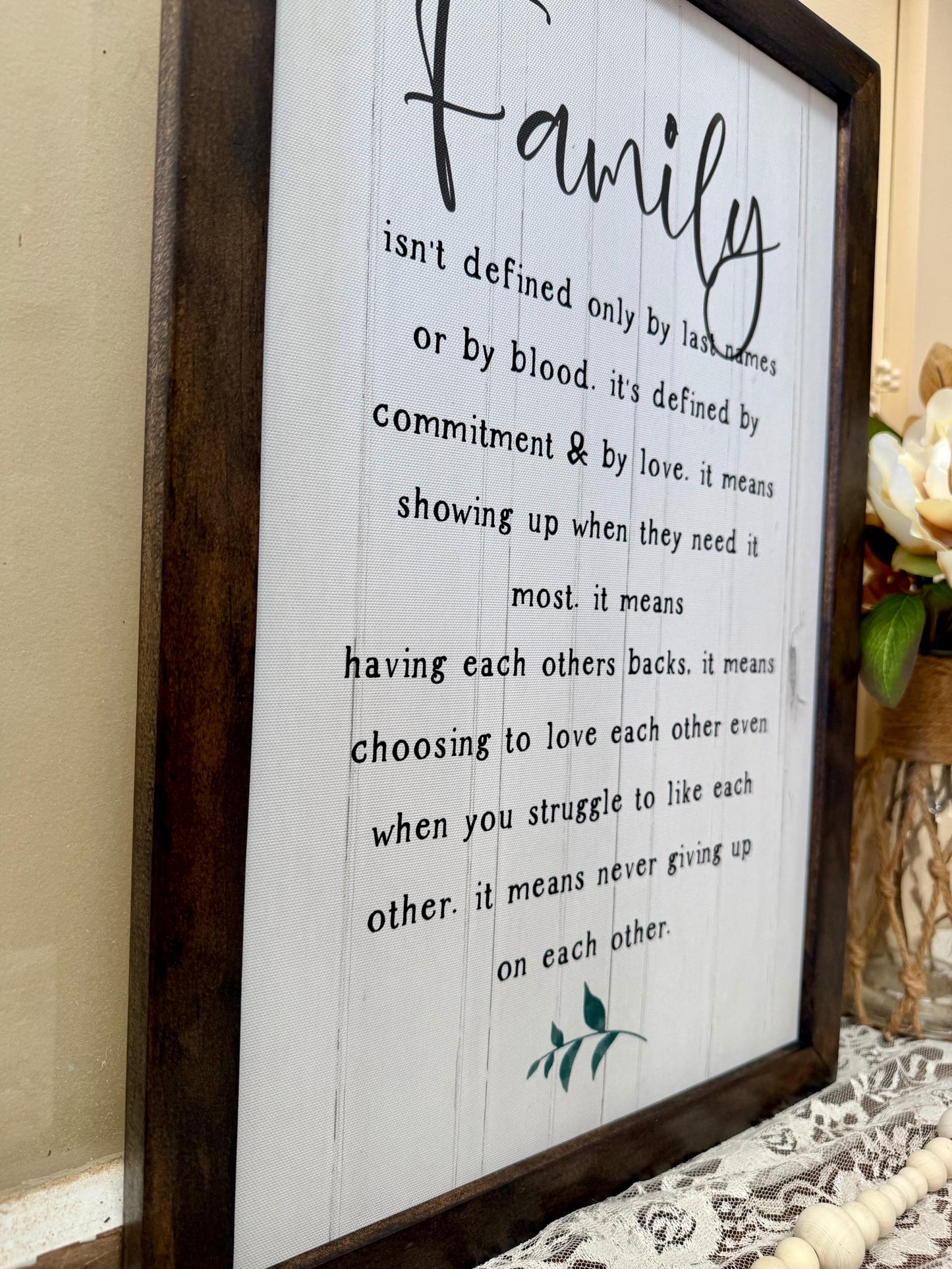 Family isn’t defined by last name or by blood rustic farmhouse sign housewarming gift for family farmhouse inspirational wall art