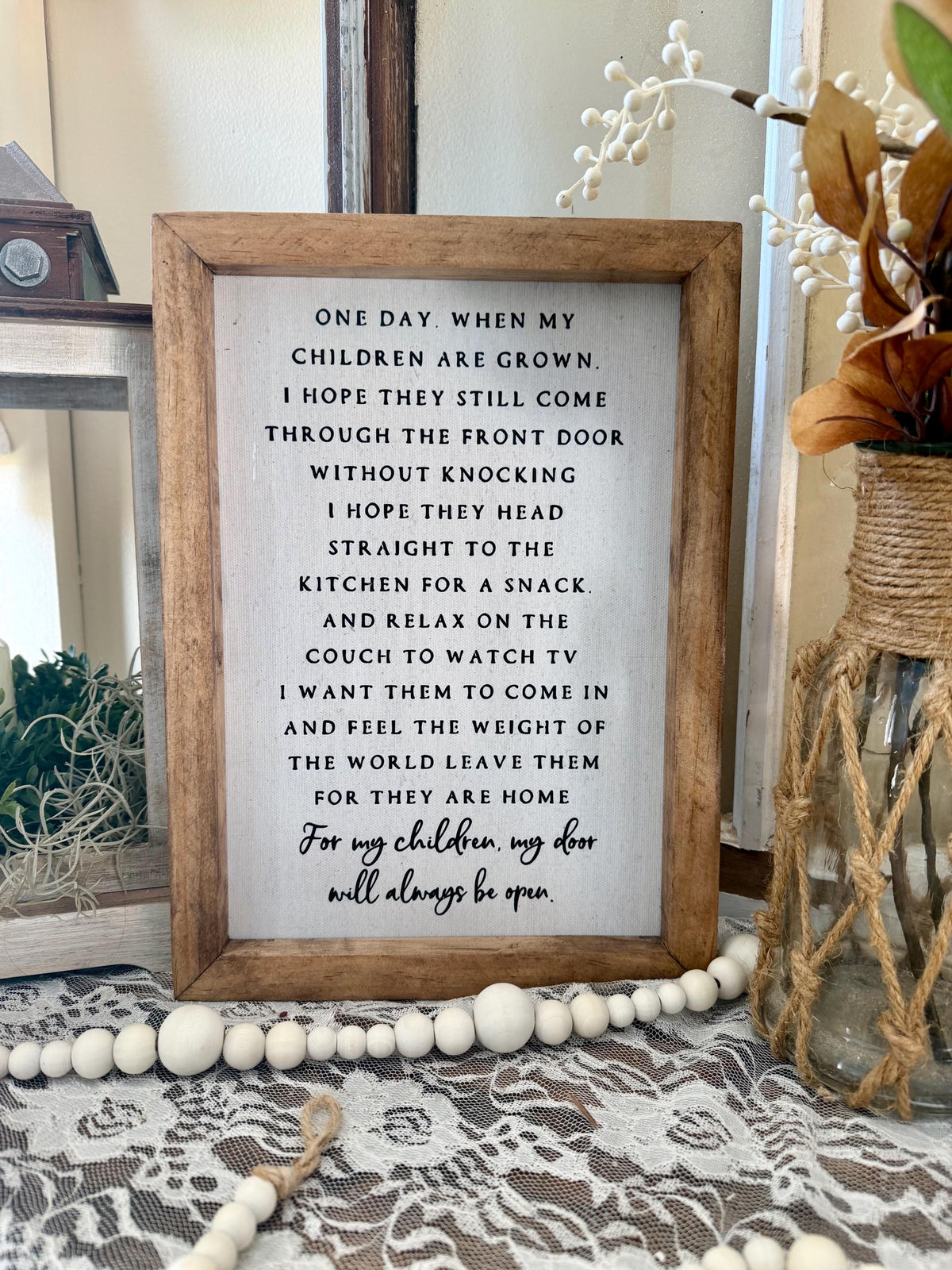 Children Come Home Quote Framed Canvas Sign | Meaningful Gift For Parents| Grandparents Gift