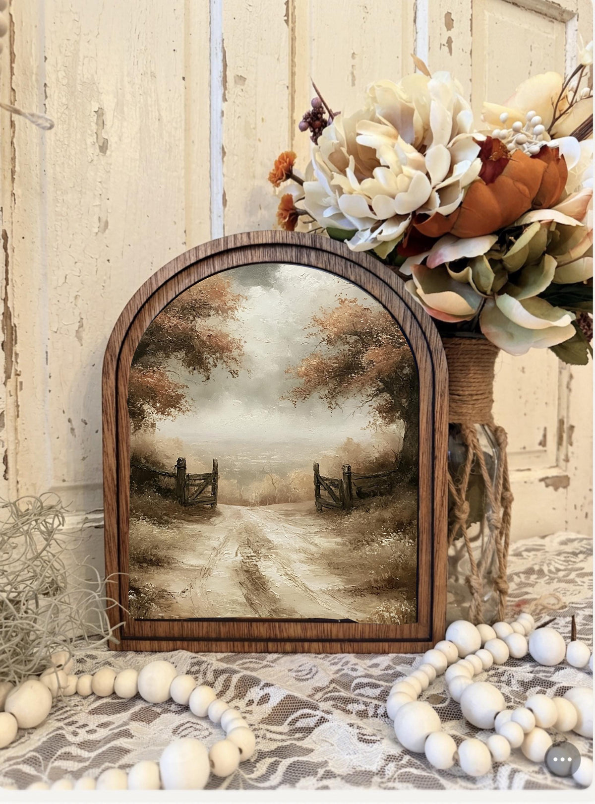 Rustic Arch Wood Sign – Autumn Landscape Fall Decor