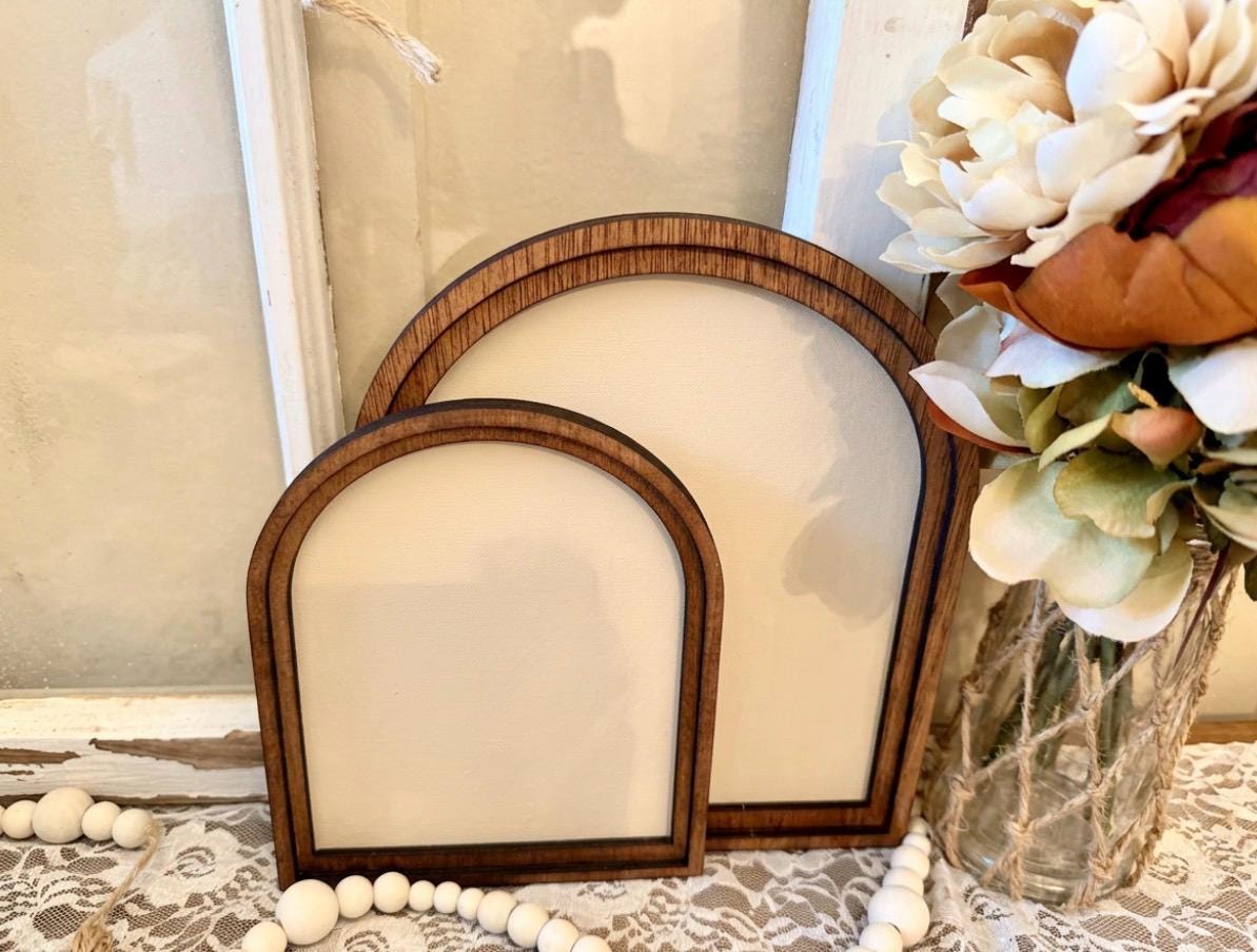 Wood Framed Arch Autumn Botanical Art | Fall Decor, Farmhouse Wall Sign, Cozy Country Mantel Shelf Decor, Neutral Fall Landscape