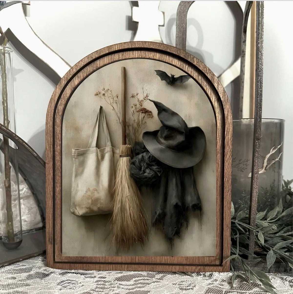 Wood Framed Arch Witchy Stuff Canvas Art Home Accent Decor