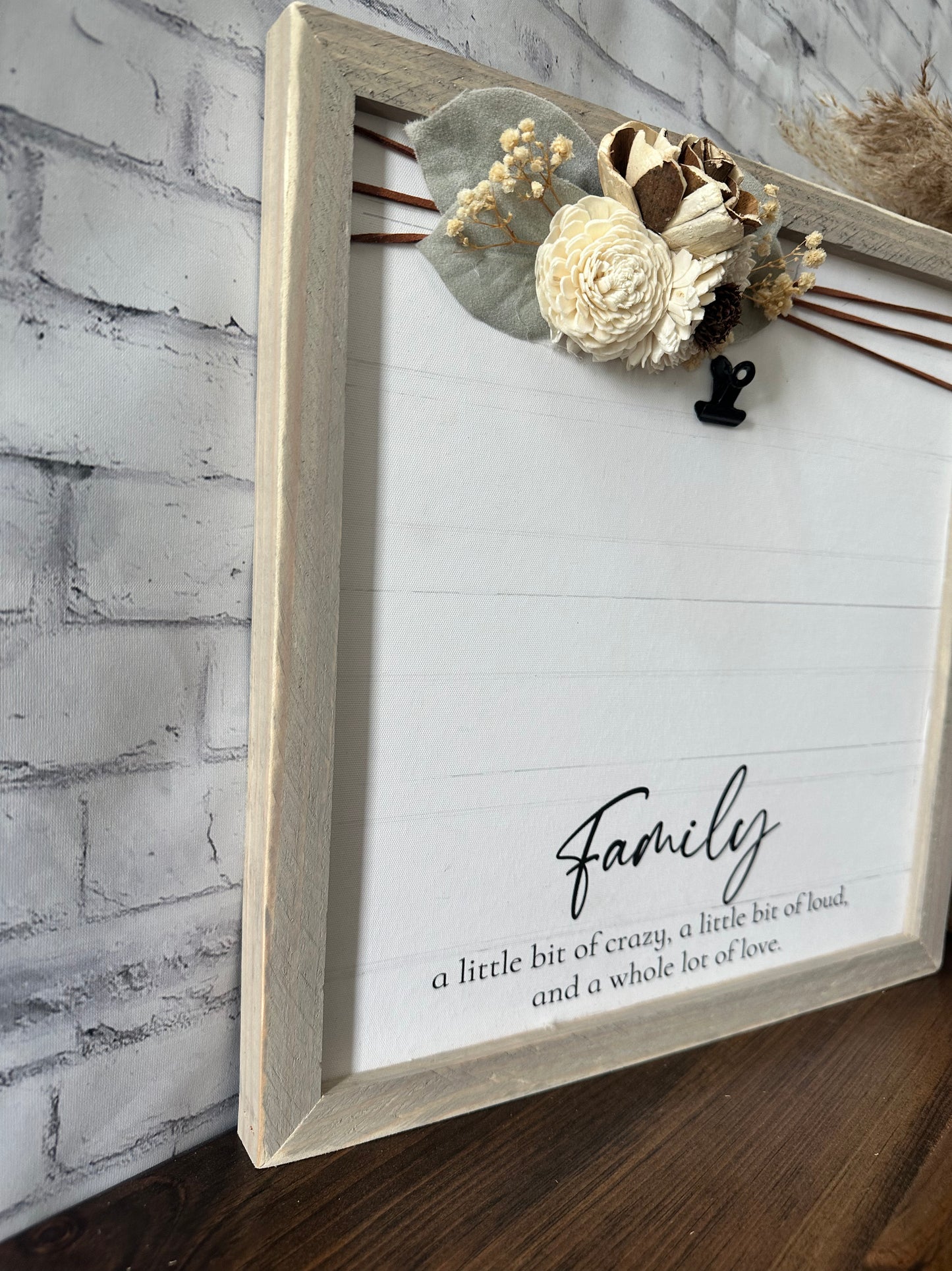 Family a little bit of crazy a little bit of loud and a whole lot of love farmhouse picture frame