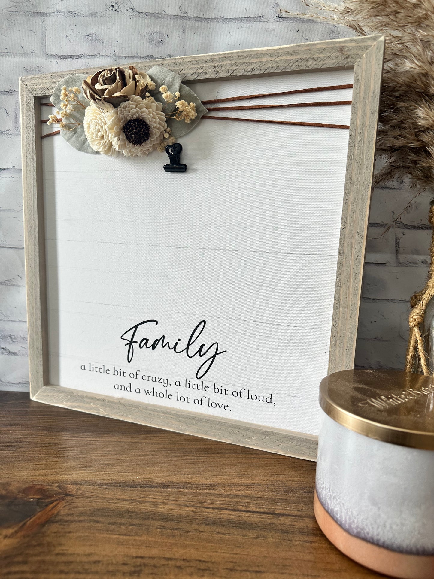 Family a little bit of crazy a little bit of loud and a whole lot of love farmhouse picture frame