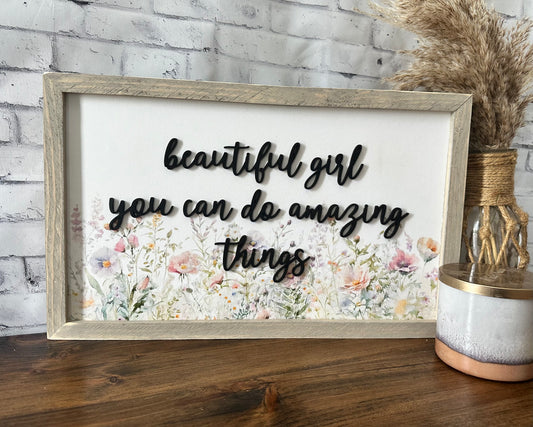 Beautiful girl you can do amazing things nursery sign