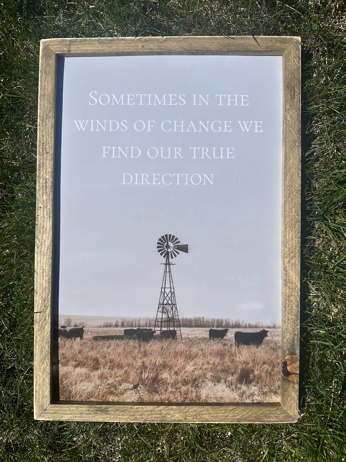 Sometimes in the winds of change we find our true direction framed canvas farmhouse sign