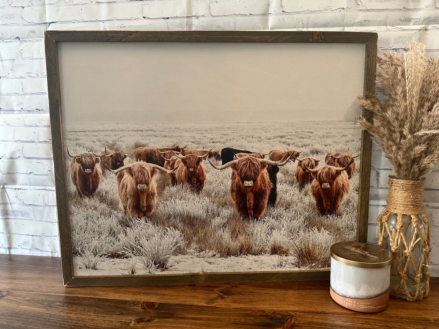 A Field of Highlands framed farmhouse wood sign