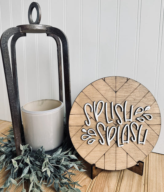 Splish Splash 3D wooden round farmhouse bathroom sign