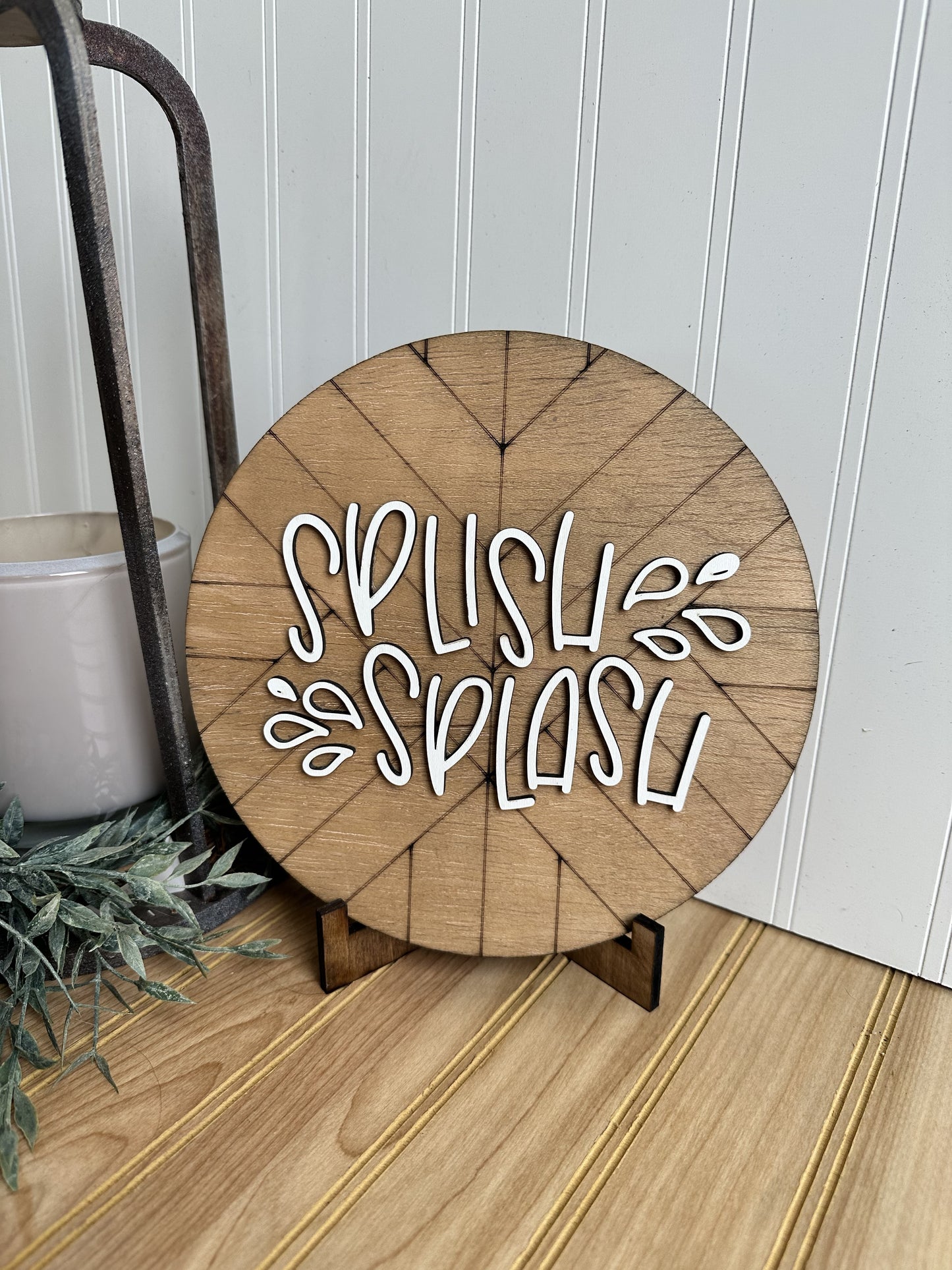 Splish Splash 3D wooden round farmhouse bathroom sign