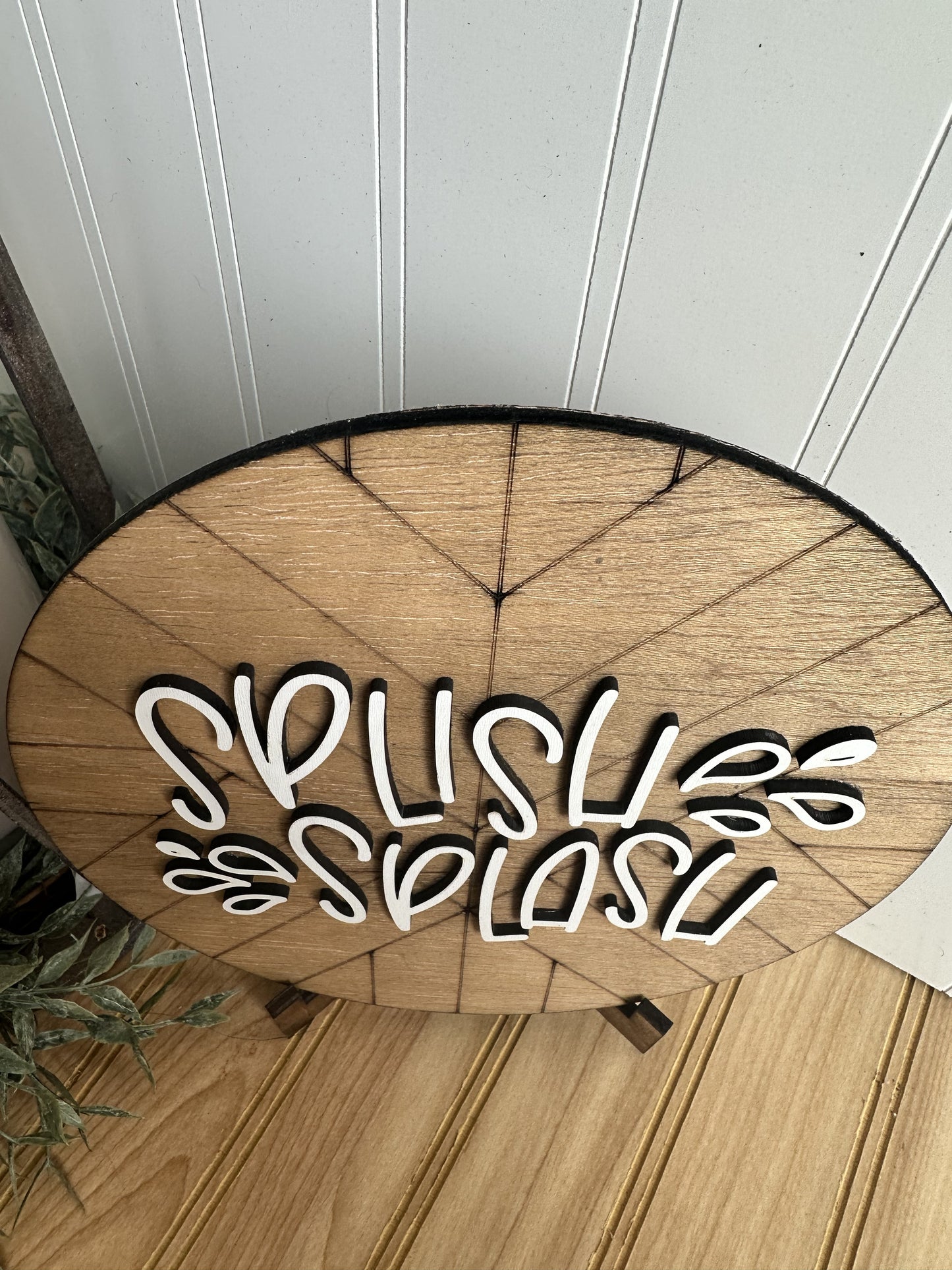 Splish Splash 3D wooden round farmhouse bathroom sign